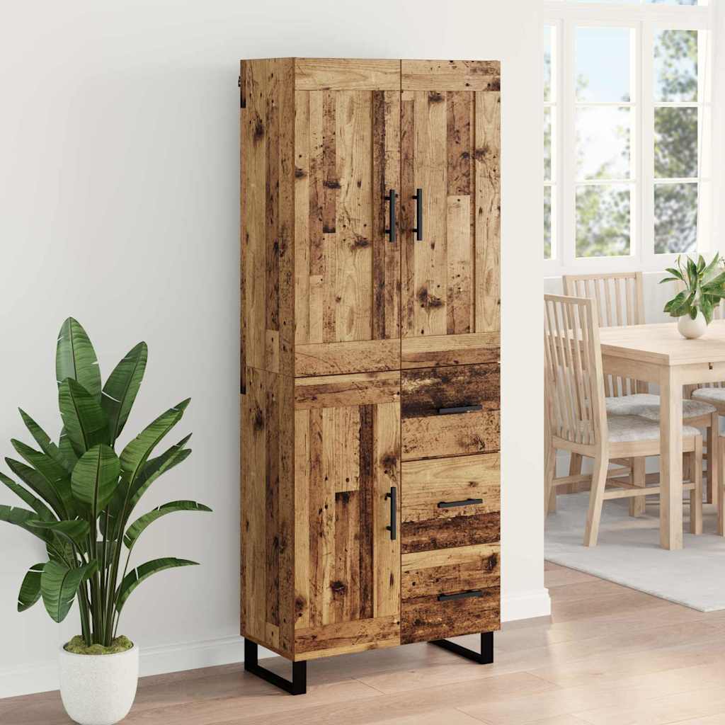 Magasfiú 2 pcs Öreg fa 69,5 x 34 x 180 cm Szerelt fa és Üveg