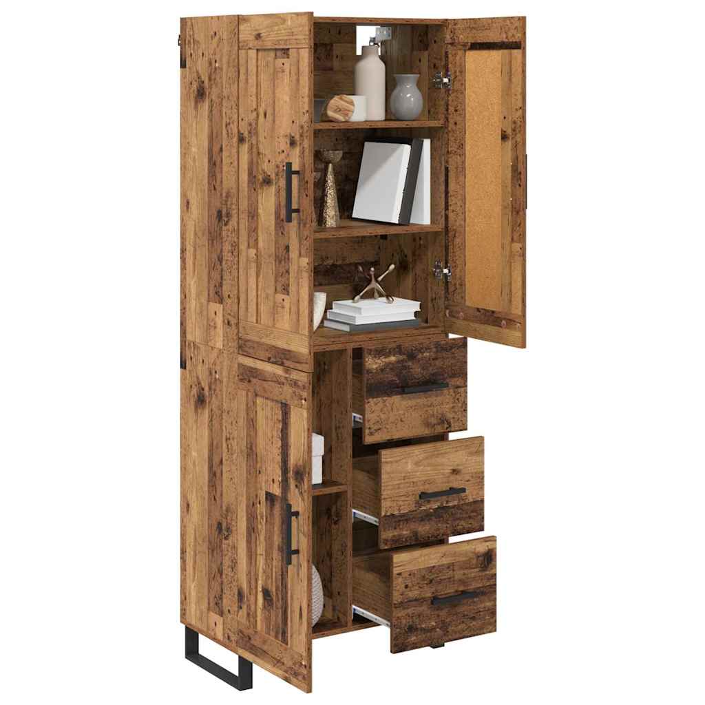 Magasfiú 2 pcs Öreg fa 69,5 x 34 x 180 cm Szerelt fa és Üveg