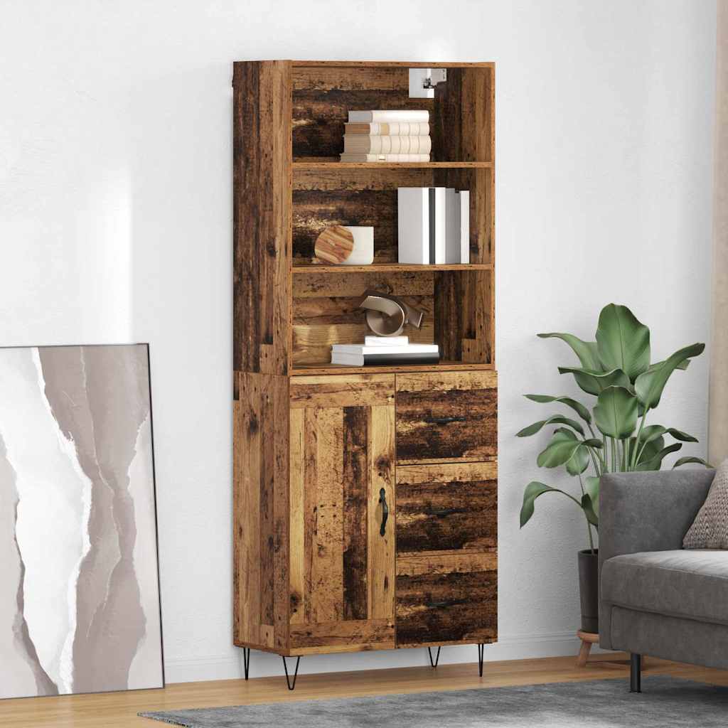 Magasfiú 2 pcs Öreg fa 69,5 x 34 x 180 cm Szerelt fa és Üveg