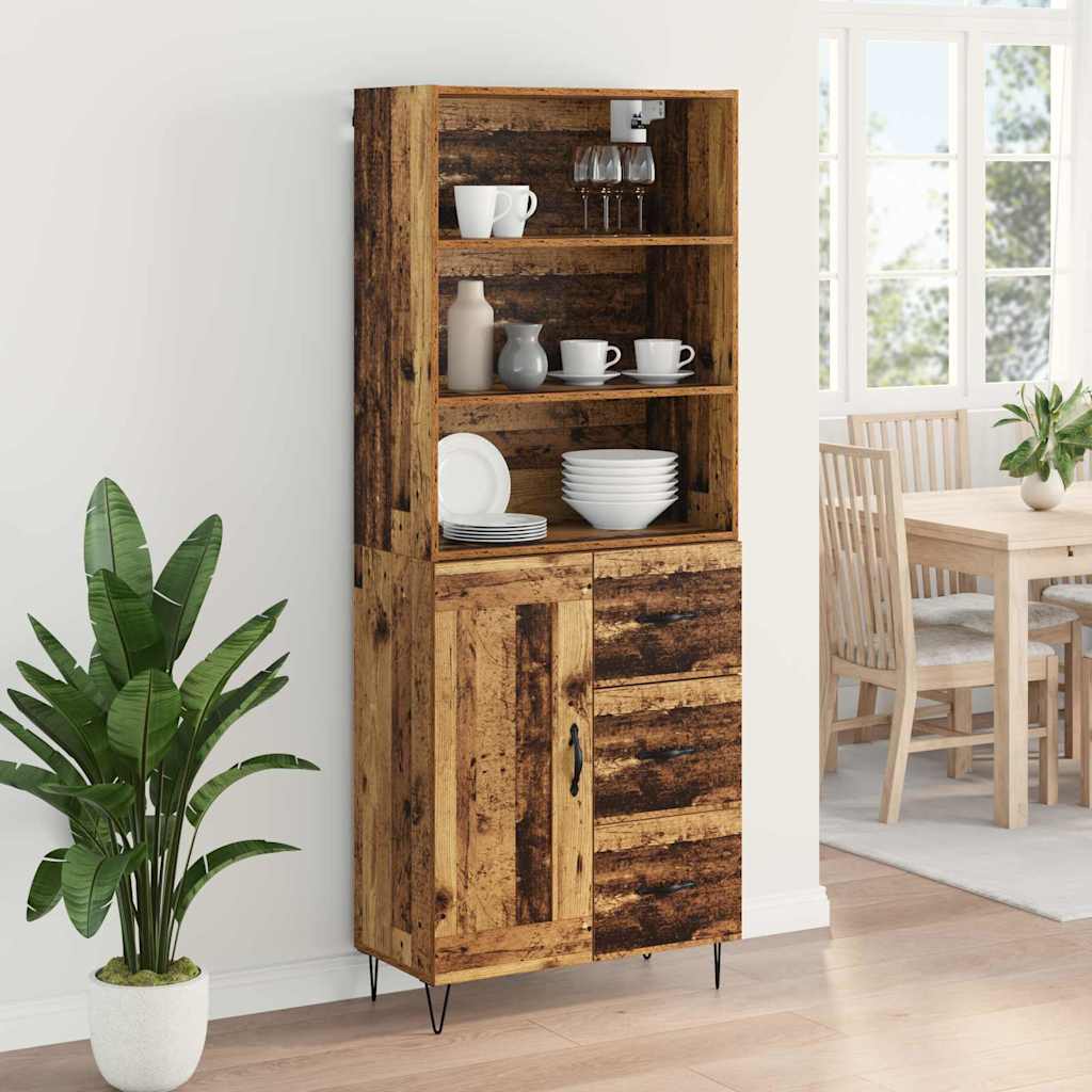 Magasfiú 2 pcs Öreg fa 69,5 x 34 x 180 cm Szerelt fa és Üveg
