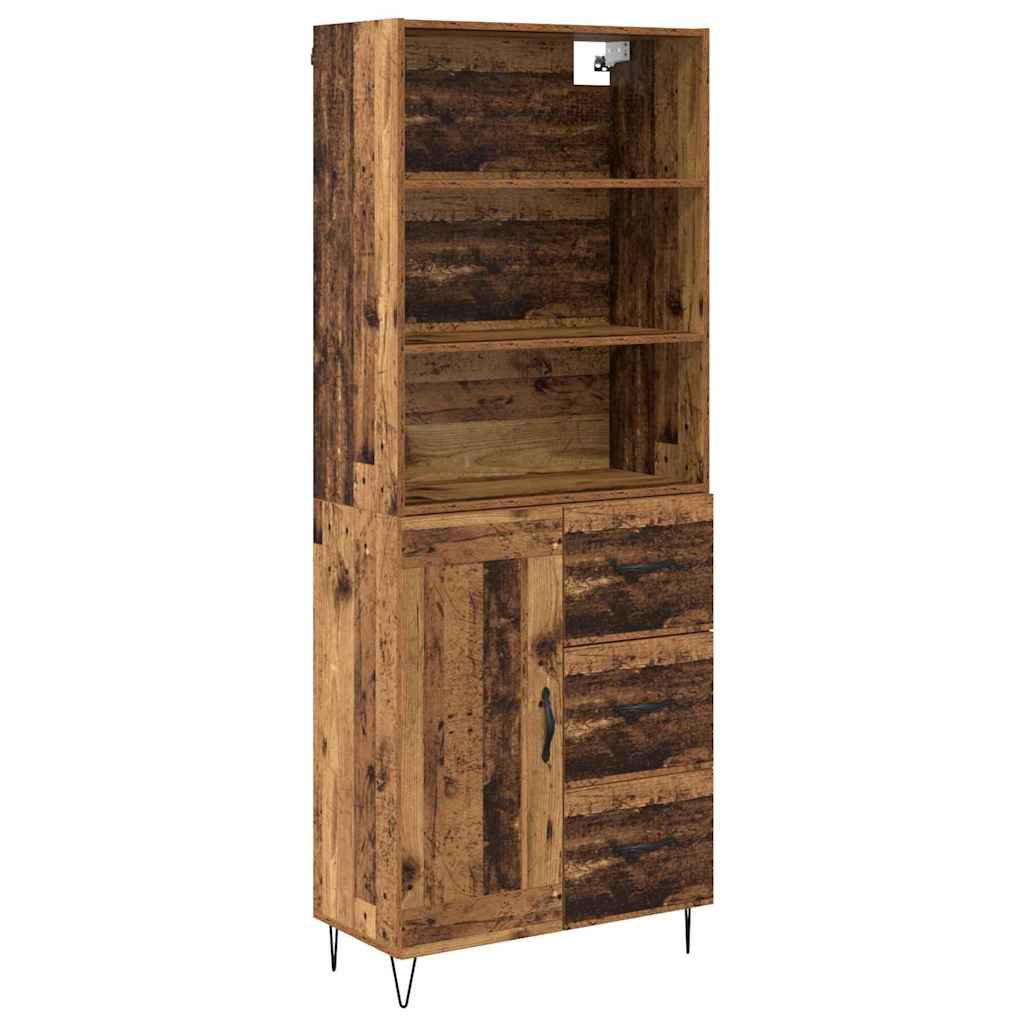 Magasfiú 2 pcs Öreg fa 69,5 x 34 x 180 cm Szerelt fa és Üveg