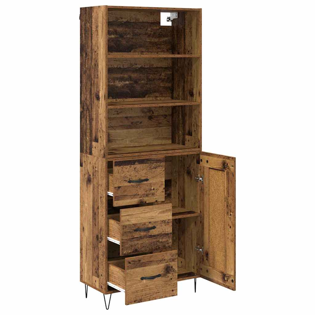 Magasfiú 2 pcs Öreg fa 69,5 x 34 x 180 cm Szerelt fa és Üveg