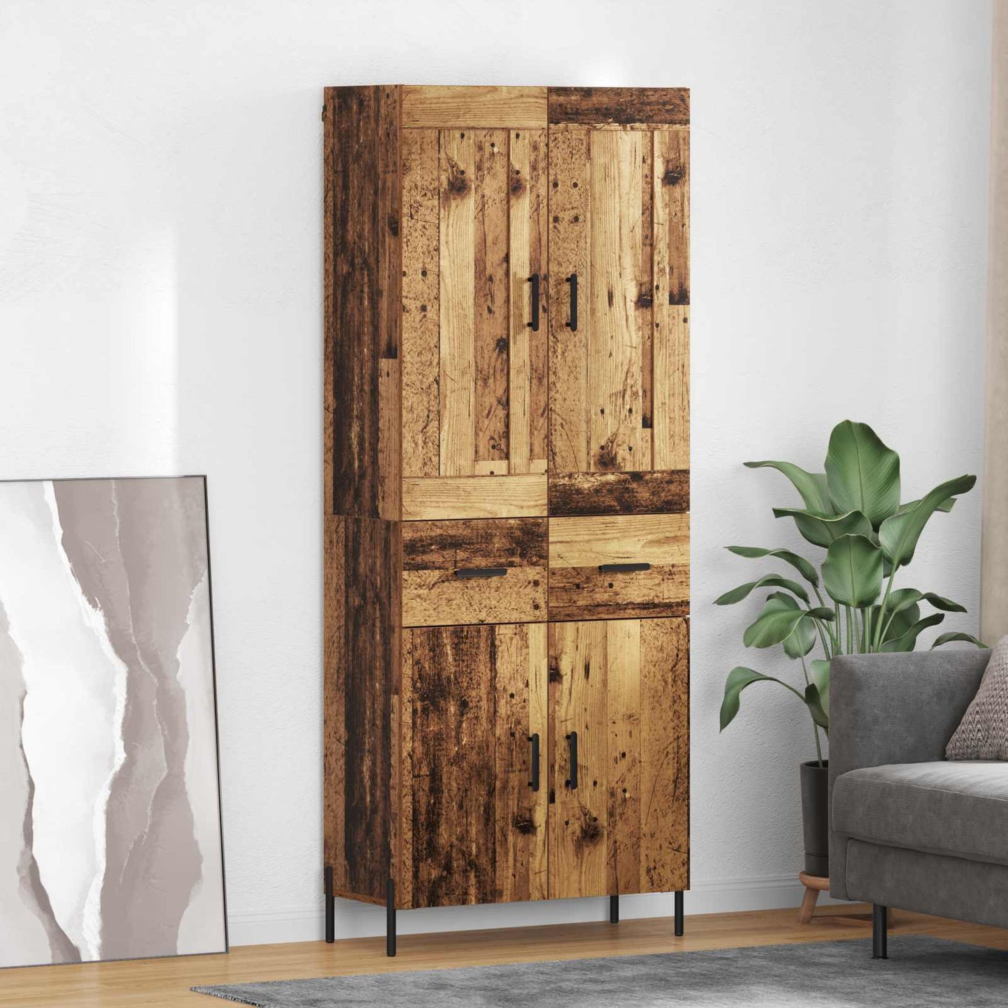 Magasfiú 2 pcs Öreg fa 69,5 x 34 x 180 cm Szerelt Fa