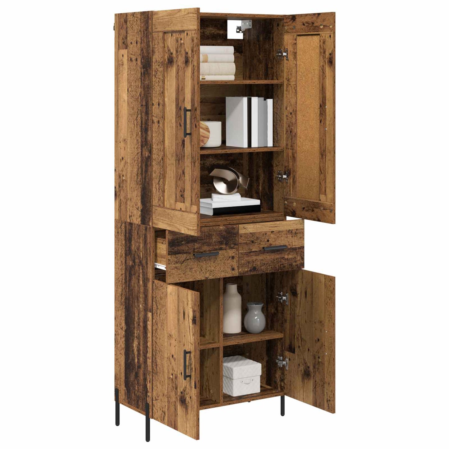 Magasfiú 2 pcs Öreg fa 69,5 x 34 x 180 cm Szerelt Fa