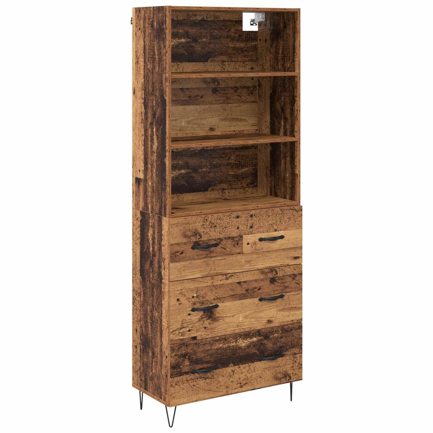 Magasfiú 2 pcs Öreg fa 69,5 x 34 x 180 cm Szerelt fa és Üveg