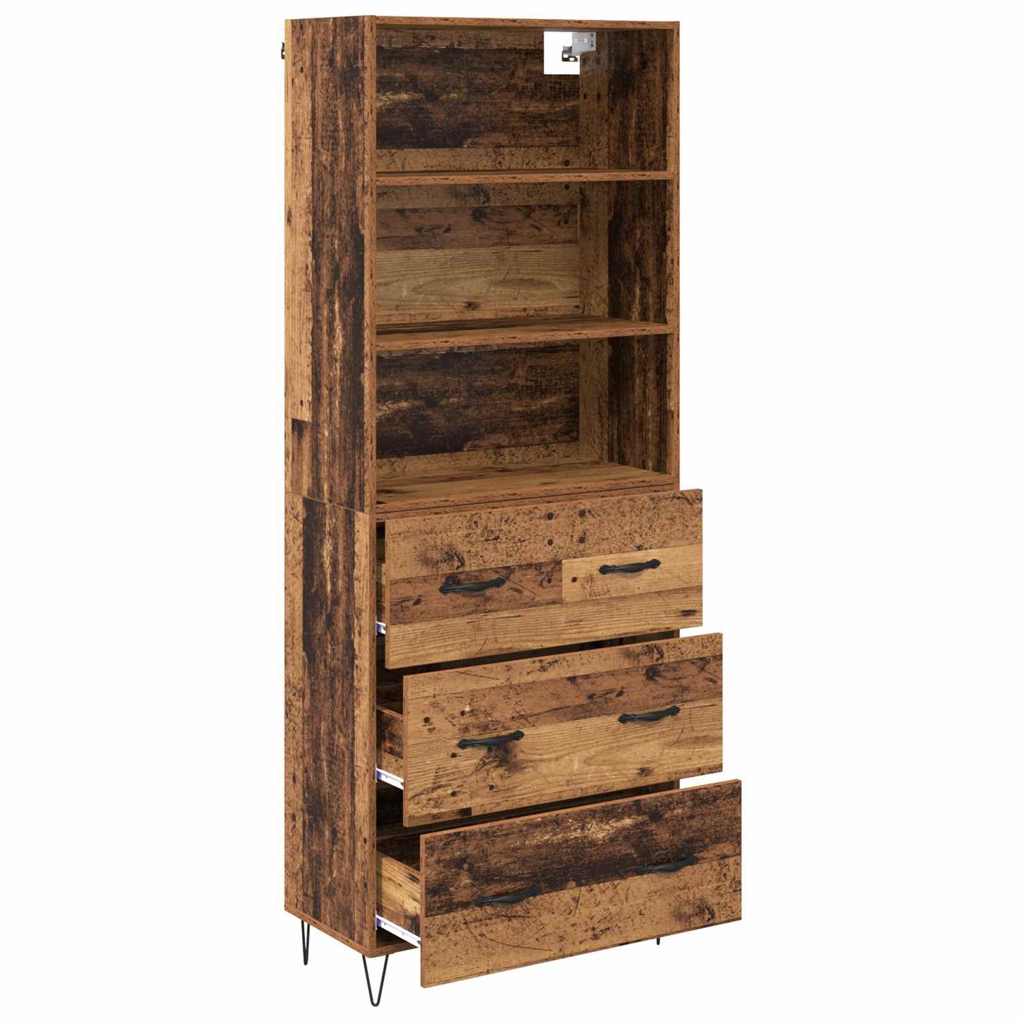 Magasfiú 2 pcs Öreg fa 69,5 x 34 x 180 cm Szerelt fa és Üveg