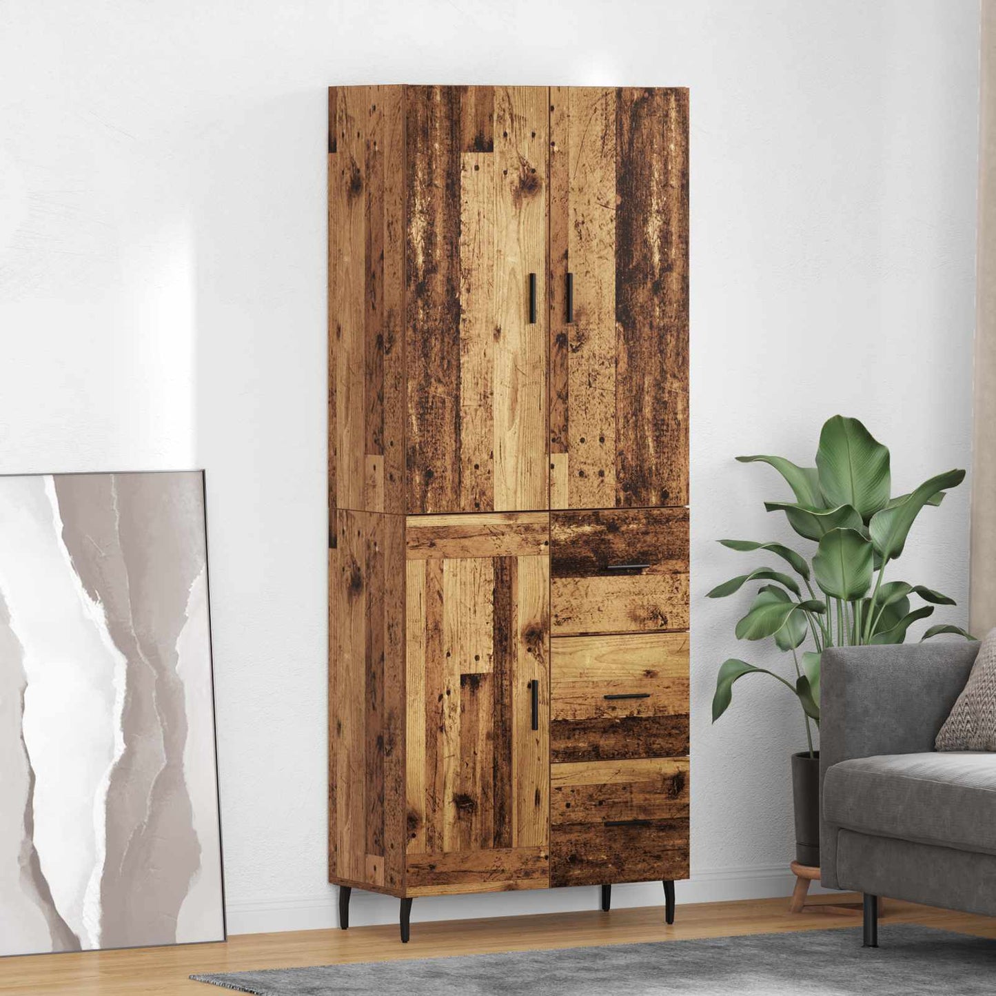Magasfiú 2 pcs Öreg fa 69,5 x 34 x 180 cm Szerelt Fa