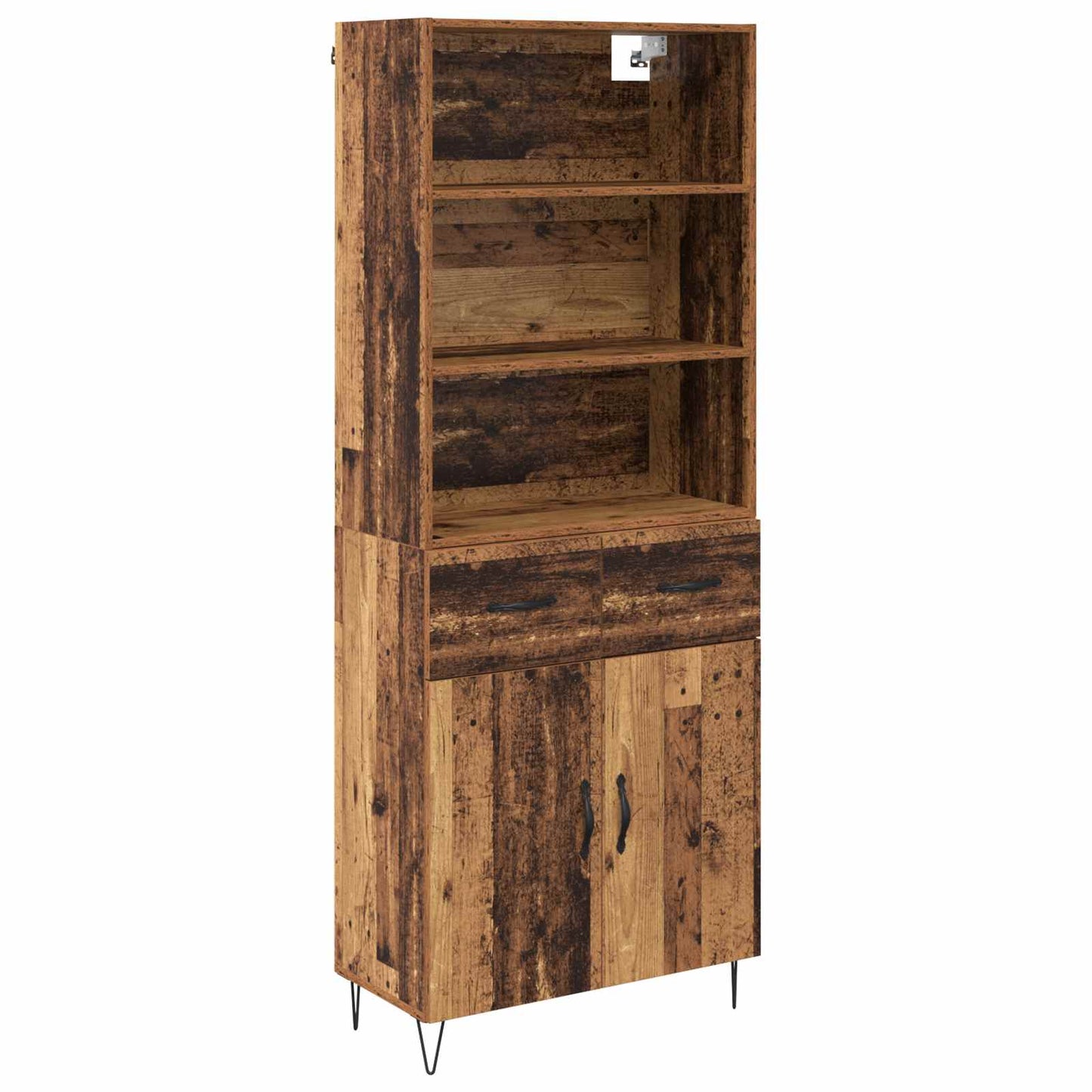 Magasfiú 2 pcs Öreg fa 69,5 x 34 x 180 cm Szerelt fa és Üveg