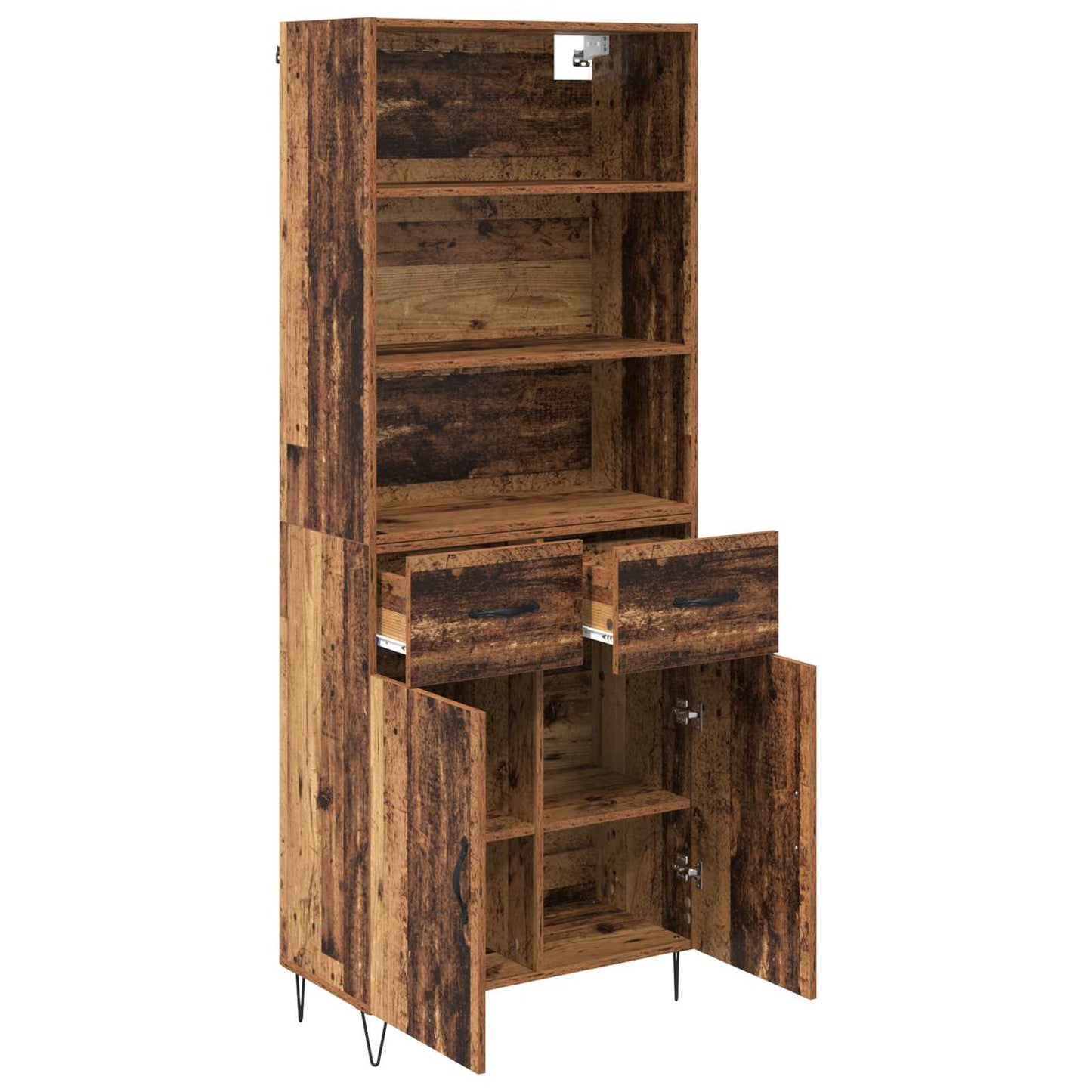 Magasfiú 2 pcs Öreg fa 69,5 x 34 x 180 cm Szerelt fa és Üveg