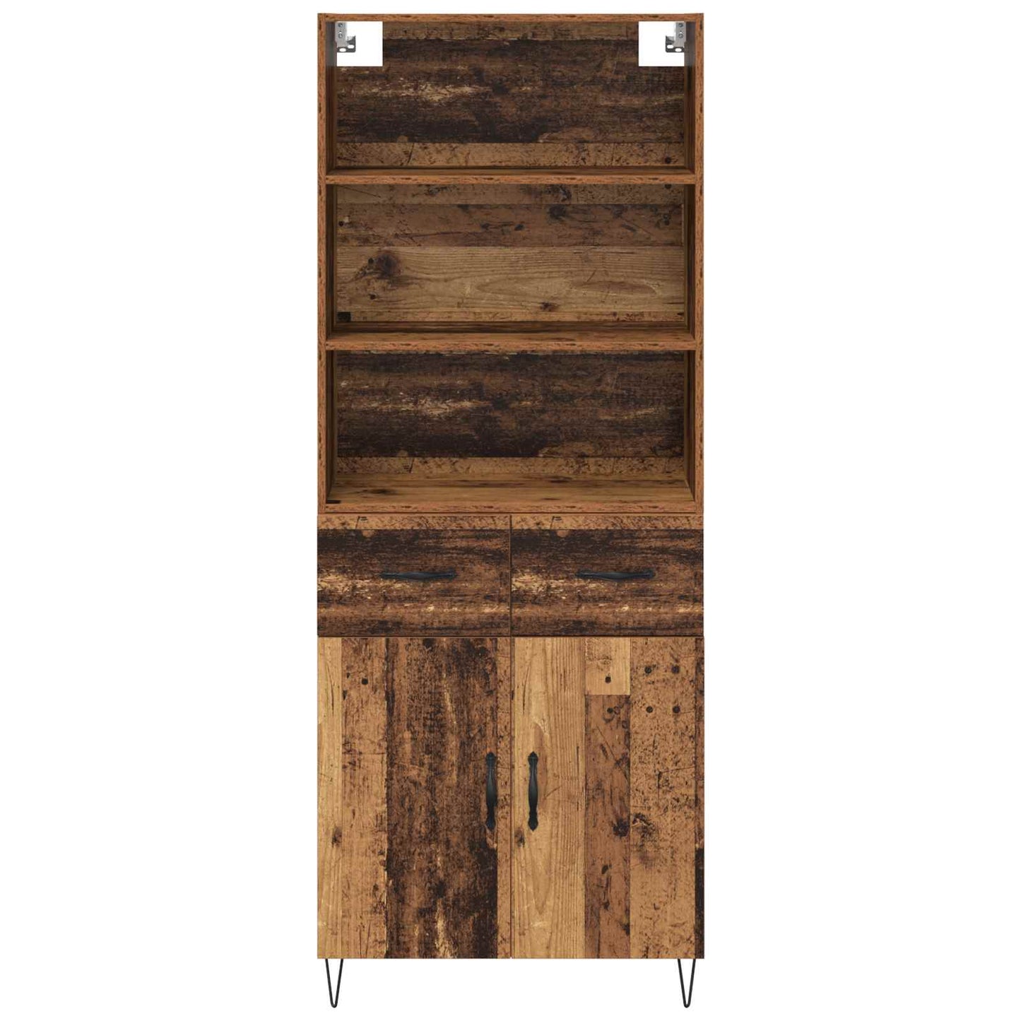 Magasfiú 2 pcs Öreg fa 69,5 x 34 x 180 cm Szerelt fa és Üveg