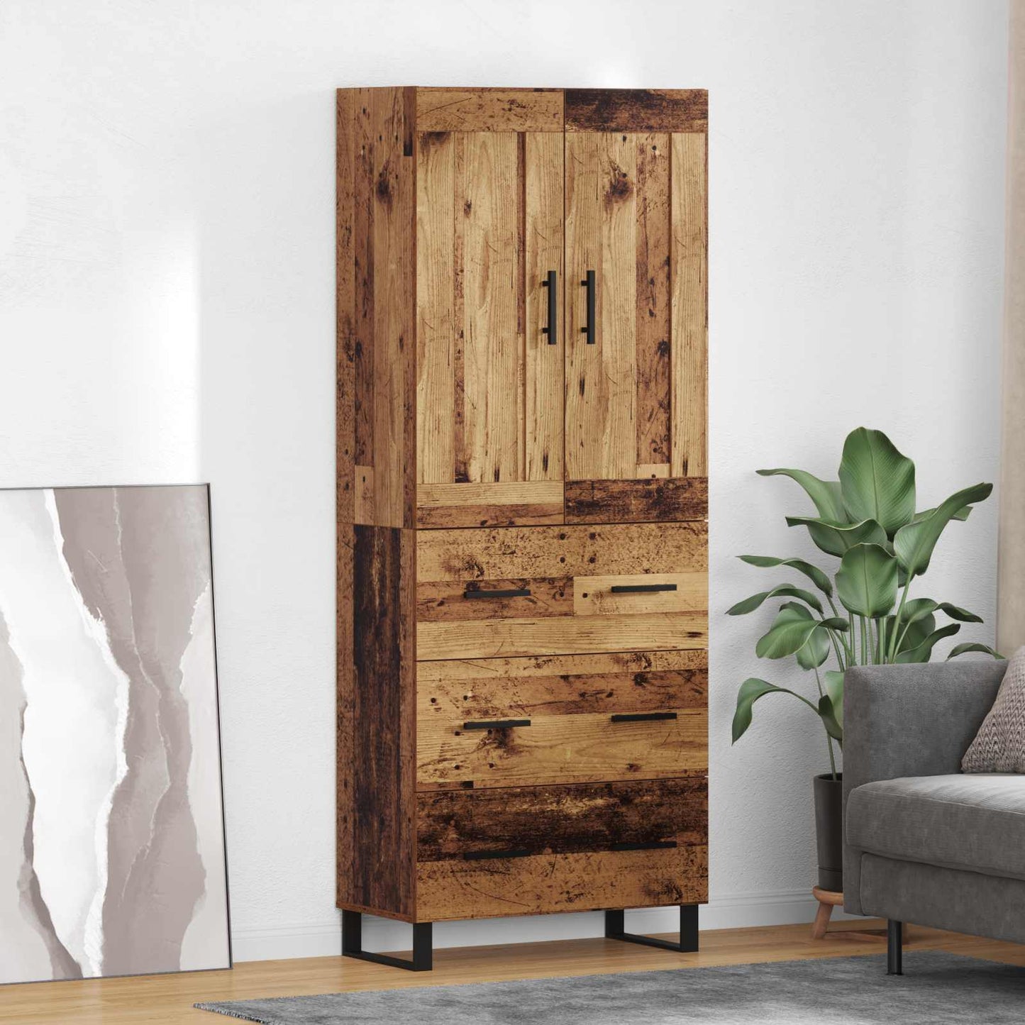 Magasfiú 2 pcs Öreg fa 69,5 x 34 x 180 cm Szerelt fa és Üveg