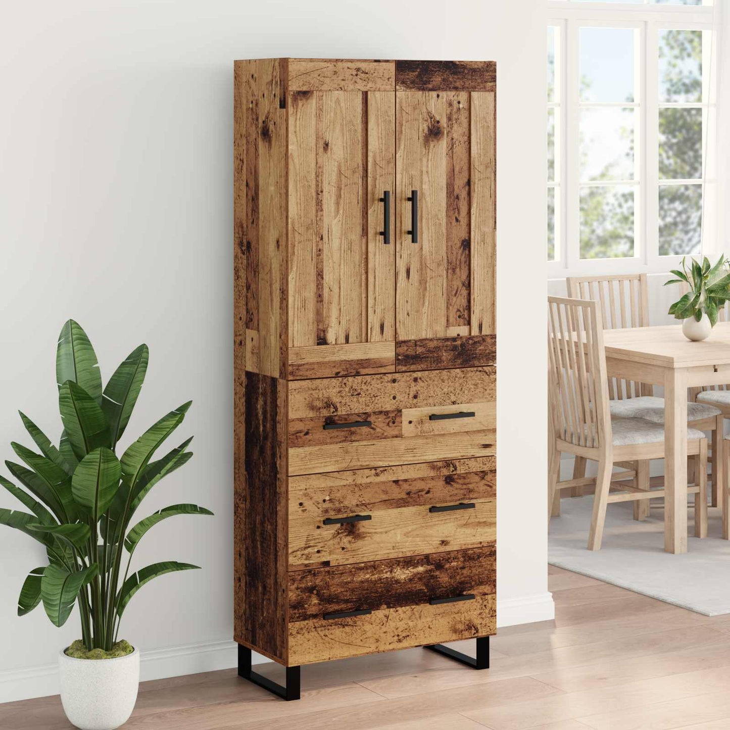Magasfiú 2 pcs Öreg fa 69,5 x 34 x 180 cm Szerelt fa és Üveg