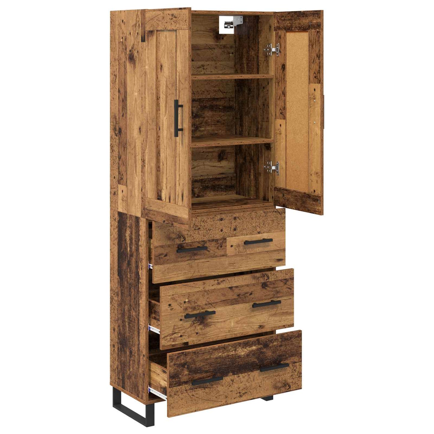 Magasfiú 2 pcs Öreg fa 69,5 x 34 x 180 cm Szerelt fa és Üveg