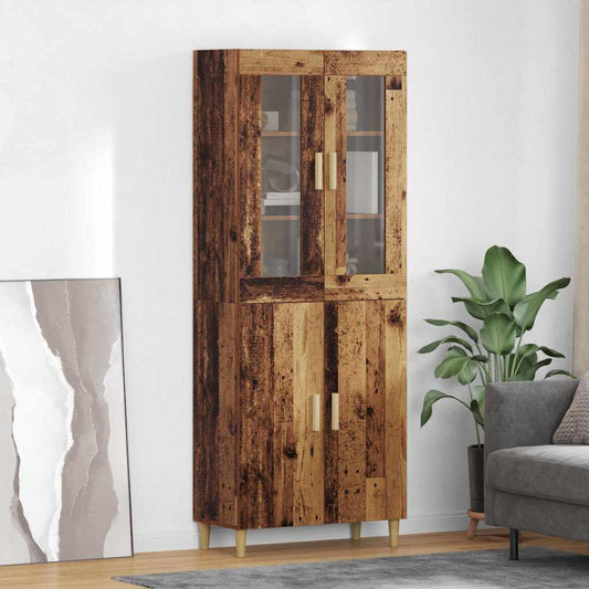 Magasfiú Öreg fa 69,5 x 34 x 180 cm Műanyag Fa és Üveg