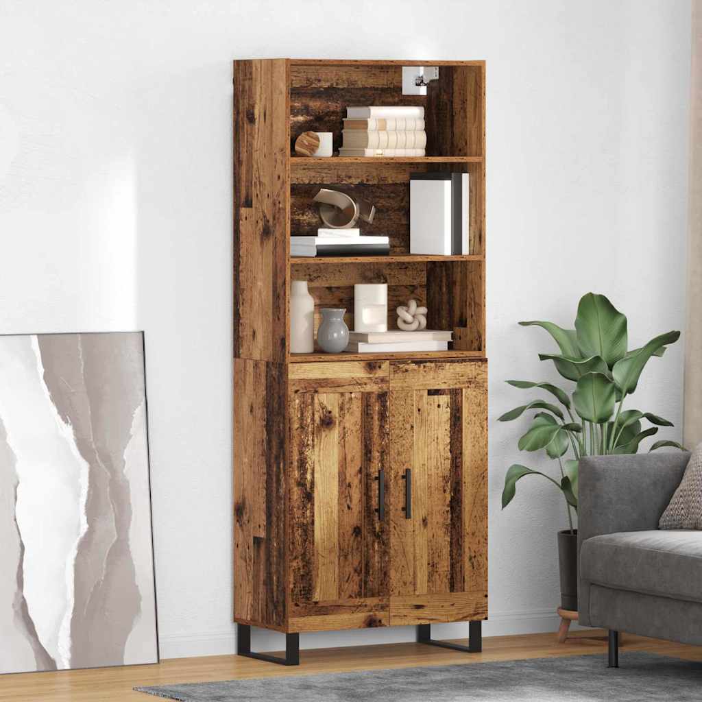 Magasfiú 2 db Öreg fa 69,5 x 34 x 180 cm Szerelt fa és Üveg