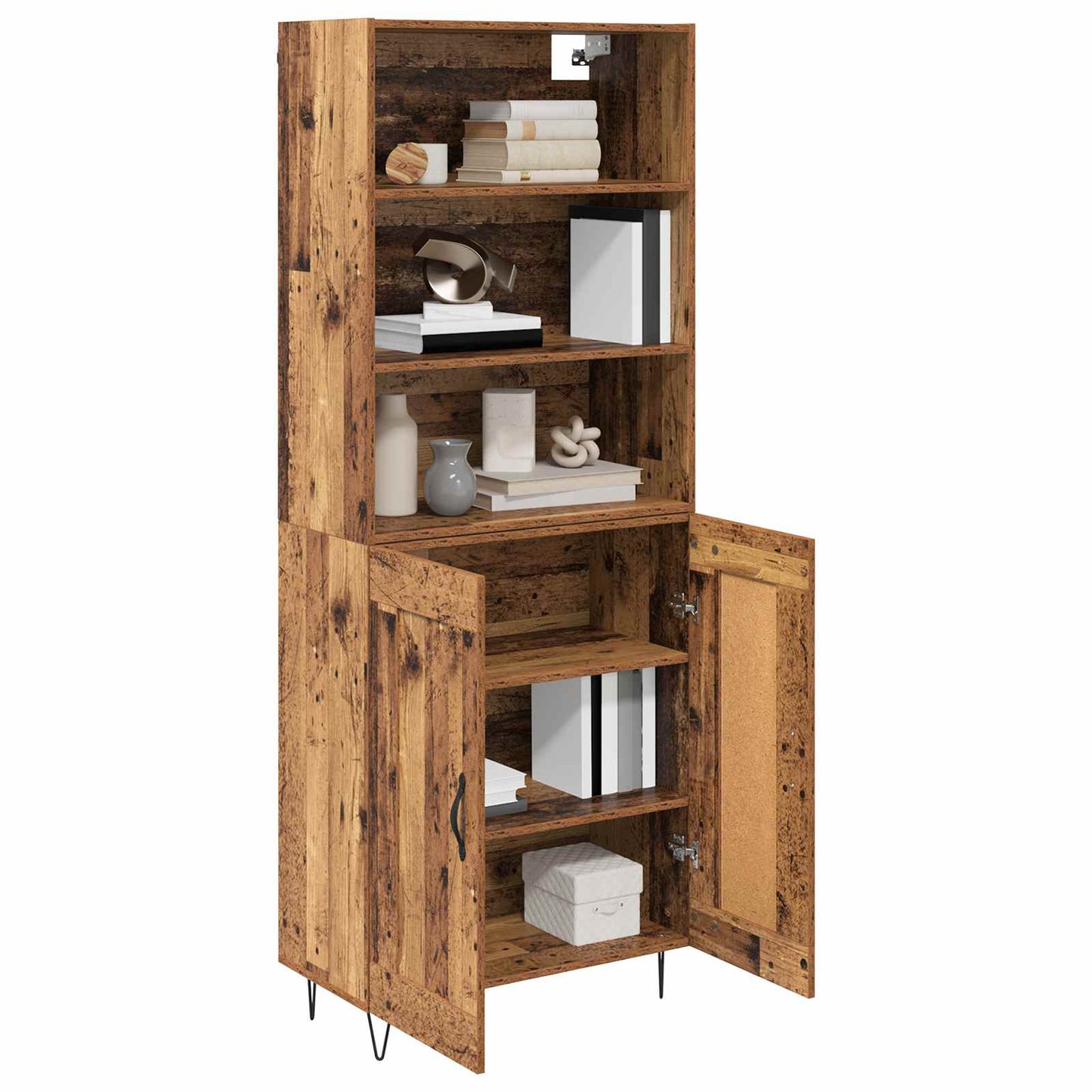 Magasfiú 2 pcs Öreg fa 69,5 x 34 x 180 cm Szerelt fa és Üveg