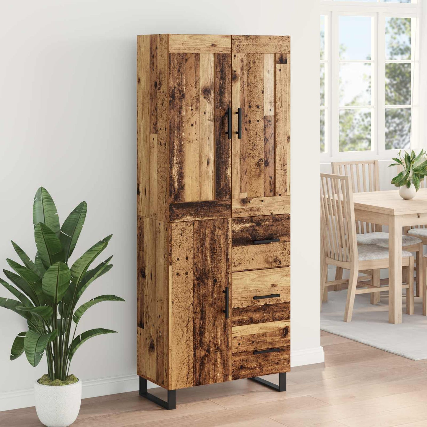 Magasfiú 2 pcs Öreg fa 69,5 x 34 x 180 cm Szerelt fa és Üveg