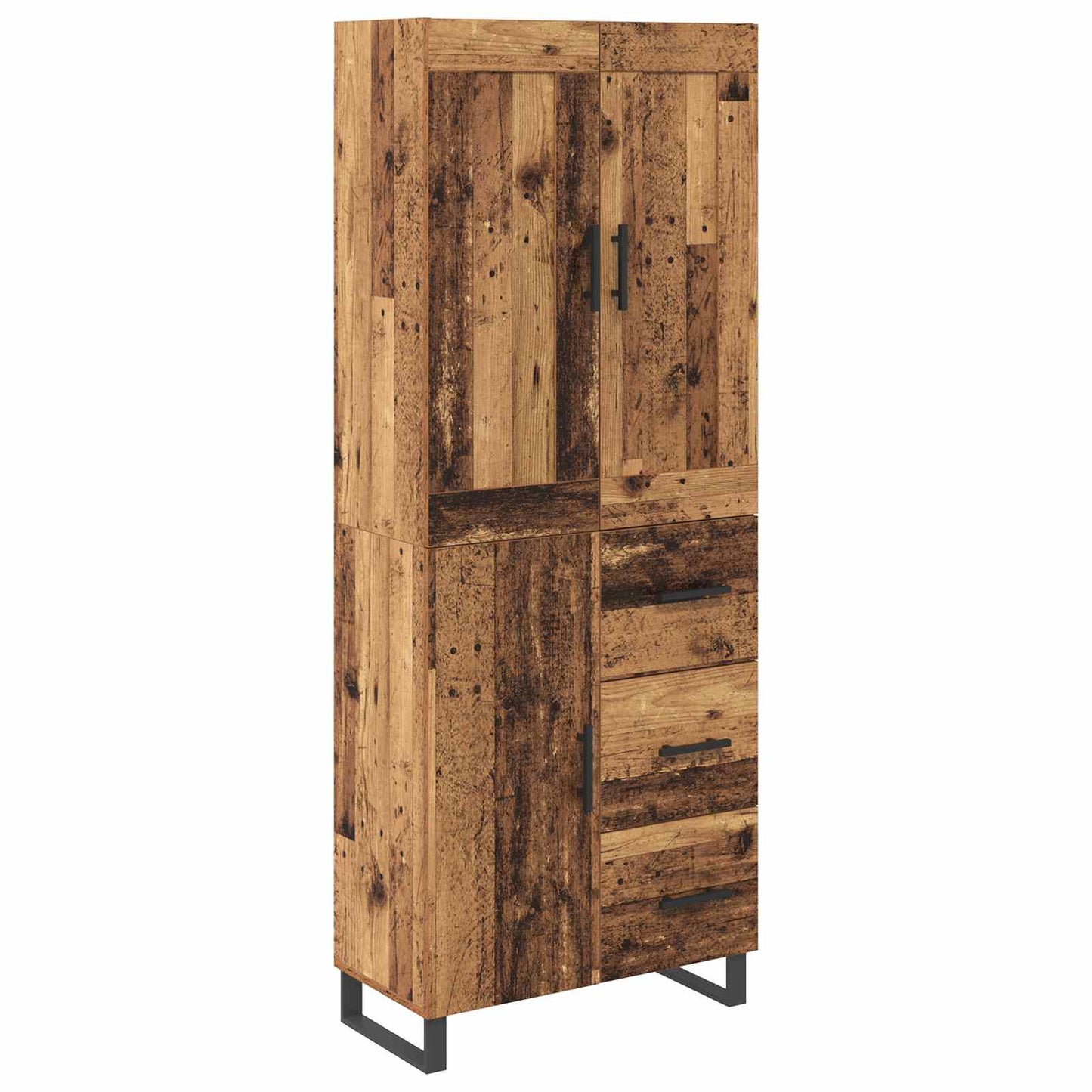Magasfiú 2 pcs Öreg fa 69,5 x 34 x 180 cm Szerelt fa és Üveg