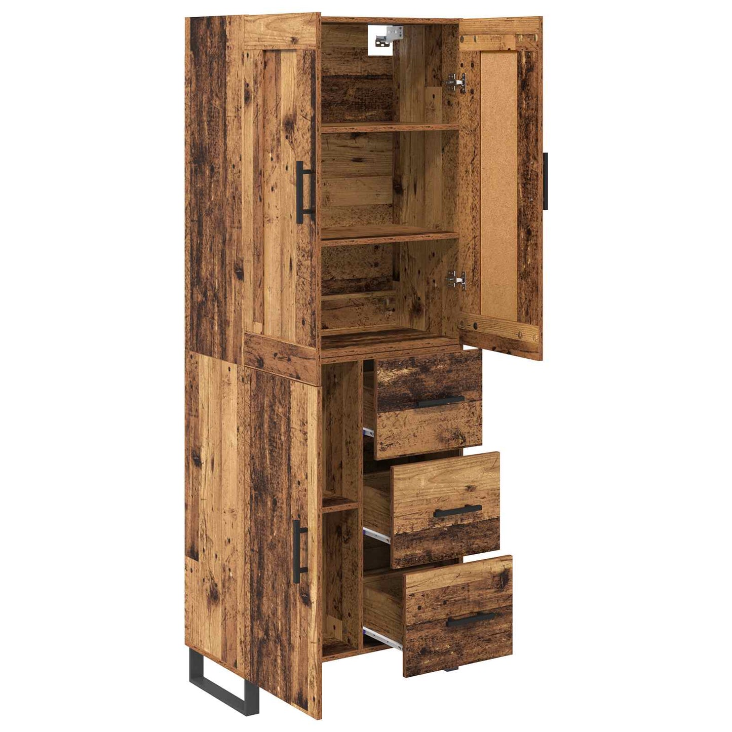 Magasfiú 2 pcs Öreg fa 69,5 x 34 x 180 cm Szerelt fa és Üveg