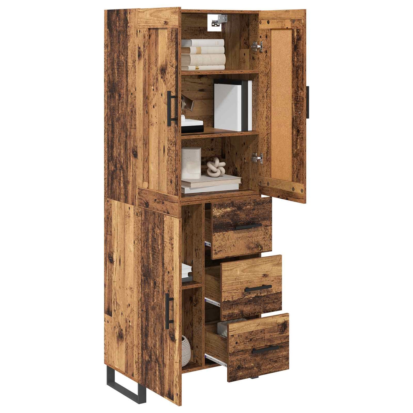Magasfiú 2 pcs Öreg fa 69,5 x 34 x 180 cm Szerelt fa és Üveg