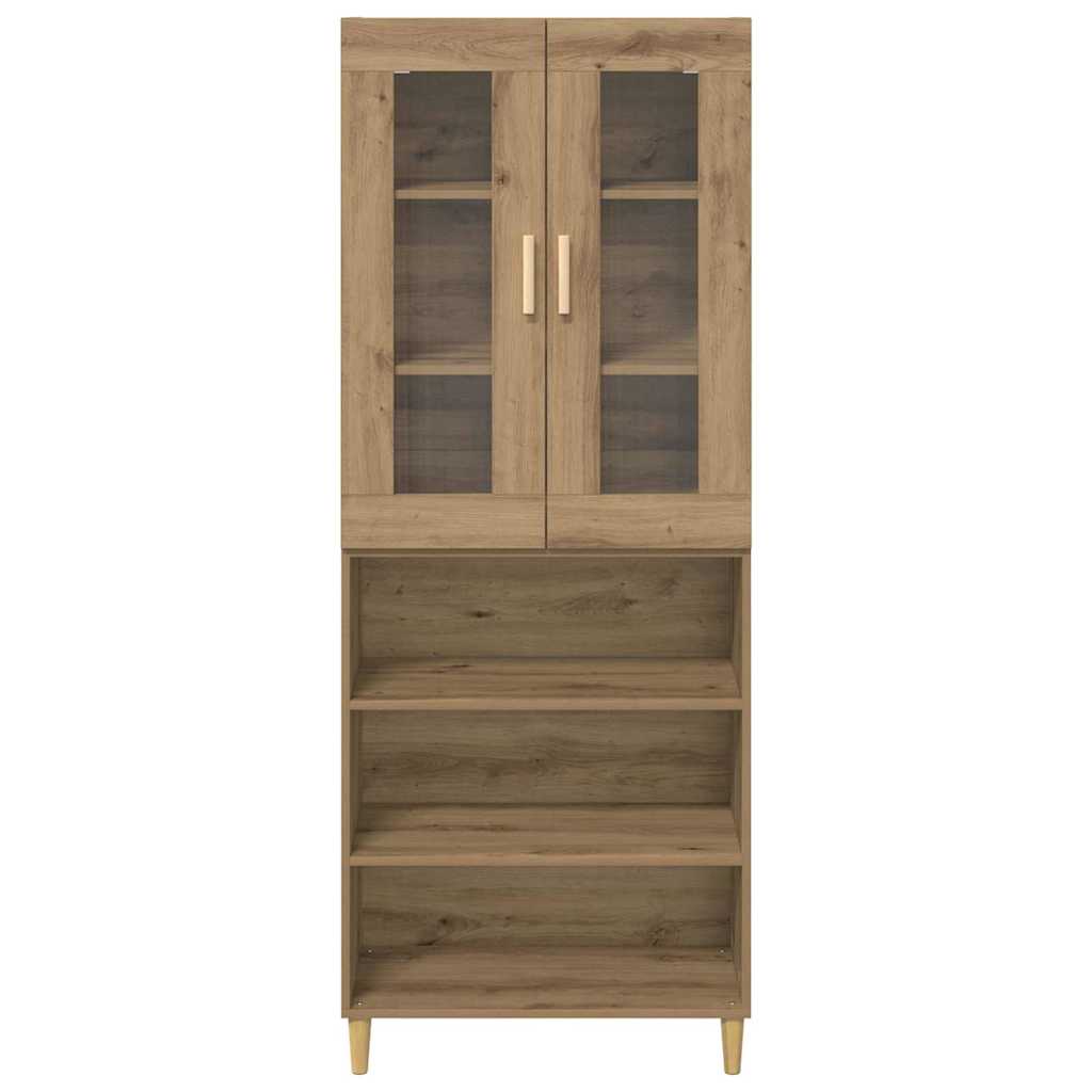 Magasfiú Artisan tölgy 69,5 x 34 x 180 cm Műanyag Fa és Üveg