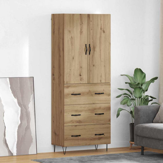 Magasfiú fiókkal 2 pcs Artisan tölgy RÉtegelt fa és üveg