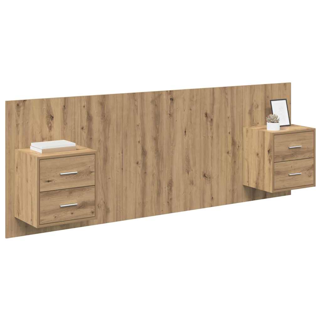 Fejtámla Szekrénnyel fiókkal 3 pcs Artisan tölgy Faanyag