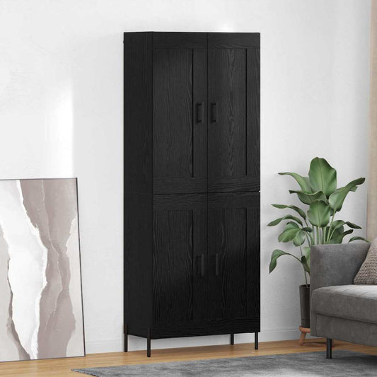 Magasfiú 2 pcs Fekete tölgy Faanyag