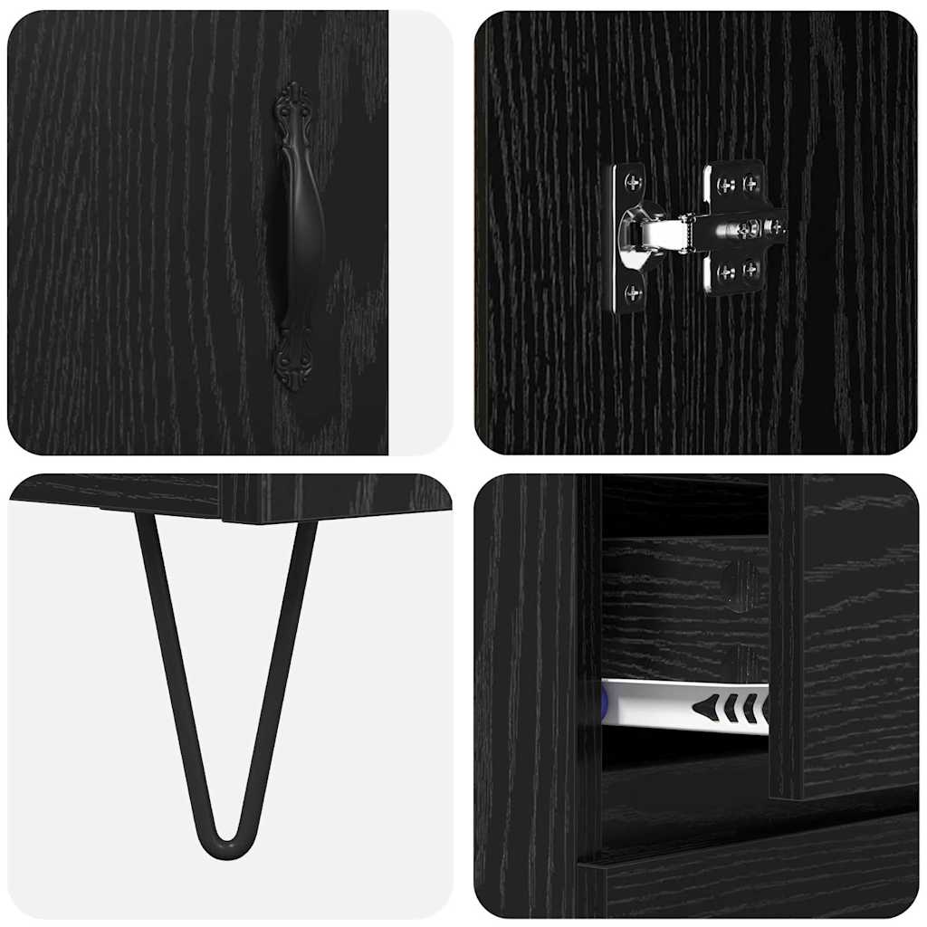 Magasfiú 2 pcs Fekete tölgy 69,5 x 34 x 180 cm Szerelt Fa