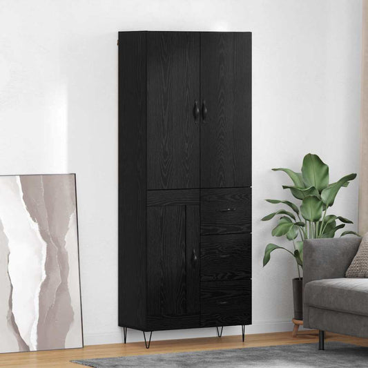 Magasfiú fiókkal 2 pcs Fekete tölgy RÉtegelt fa és üveg
