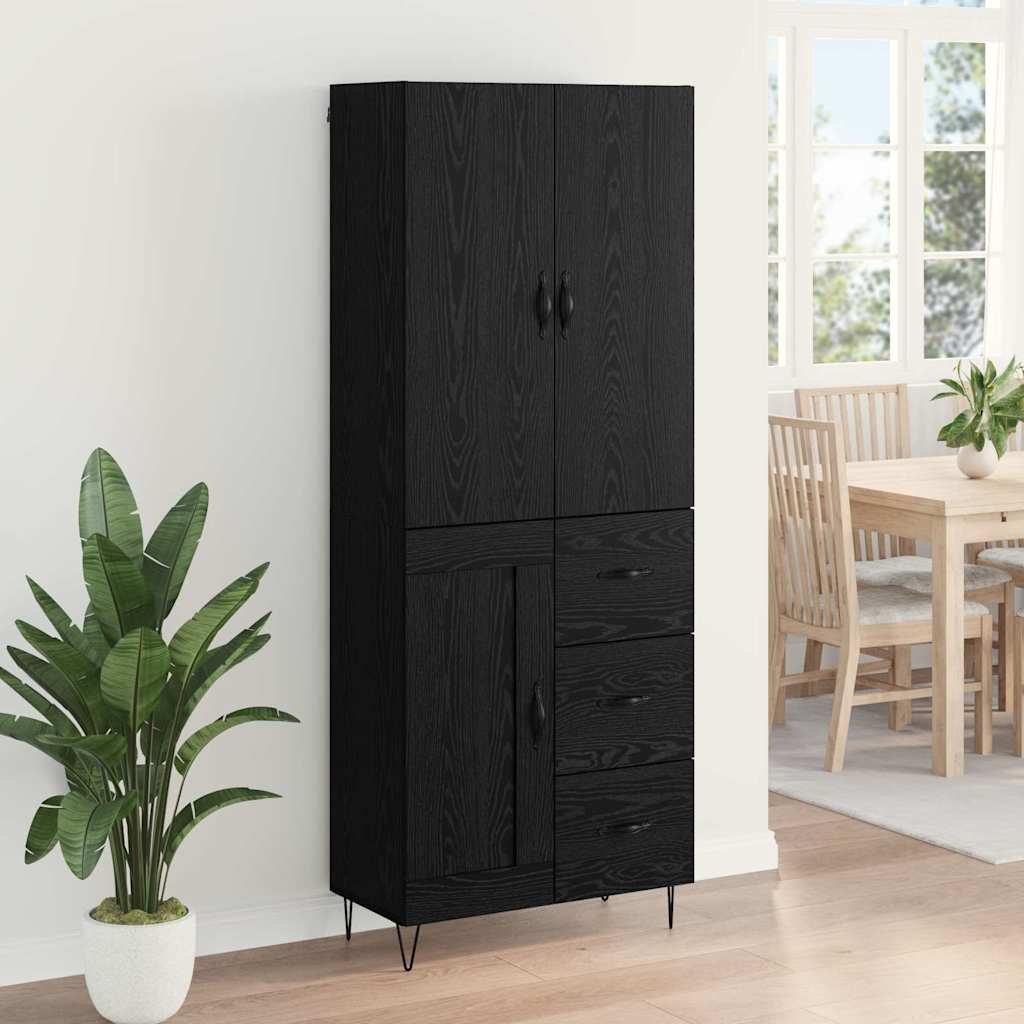 Magasfiú 2 pcs Fekete tölgy 69,5 x 34 x 180 cm Szerelt Fa