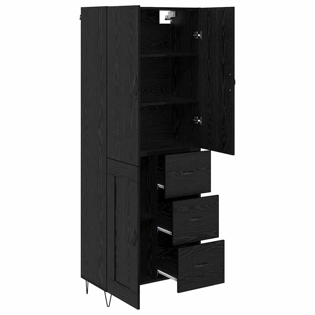 Magasfiú 2 pcs Fekete tölgy 69,5 x 34 x 180 cm Szerelt Fa