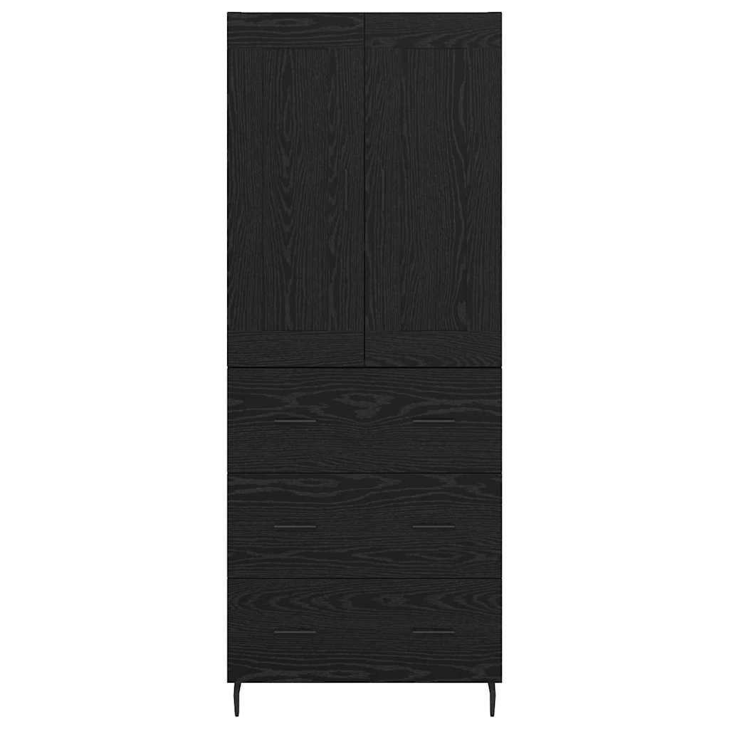 Magasfiú 2 pcs Fekete tölgy 69,5 x 34 x 180 cm Szerelt Fa