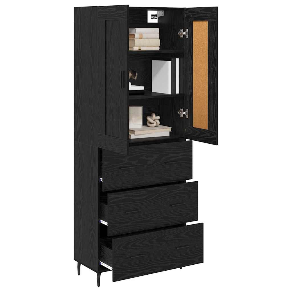 Magasfiú 2 pcs Fekete tölgy 69,5 x 34 x 180 cm Szerelt Fa