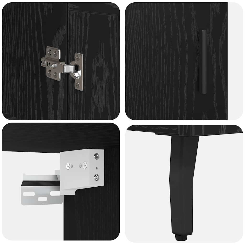 Magasfiú 2 pcs Fekete tölgy 69,5 x 34 x 180 cm Szerelt Fa