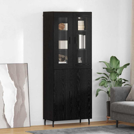 Magasfiú 2 pcs Fekete tölgy Faanyag