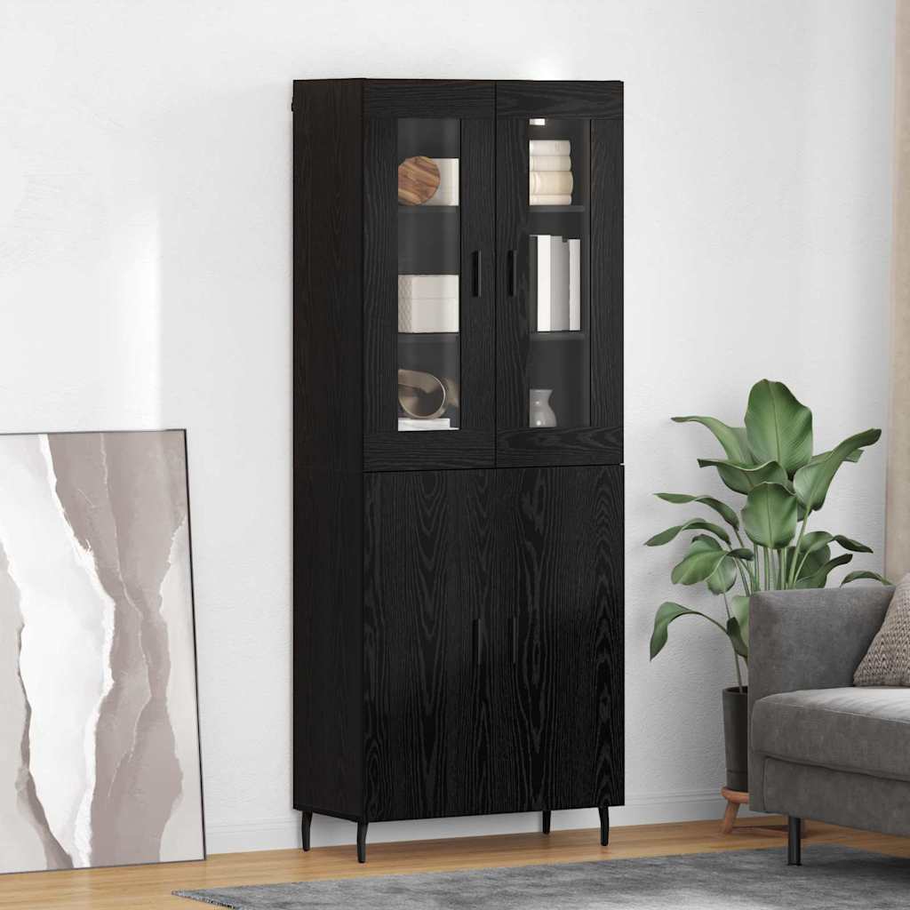 Magasfiú 2 pcs Fekete tölgy 69,5 x 34 x 180 cm Szerelt Fa