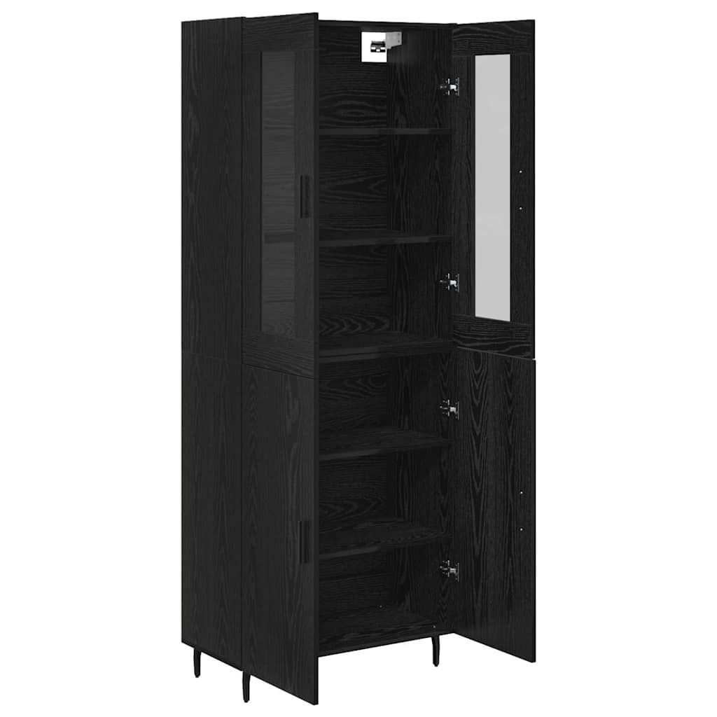 Magasfiú 2 pcs Fekete tölgy 69,5 x 34 x 180 cm Szerelt Fa