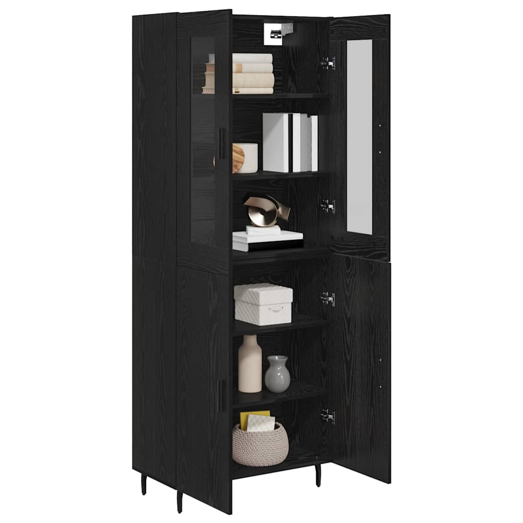 Magasfiú 2 pcs Fekete tölgy 69,5 x 34 x 180 cm Szerelt Fa