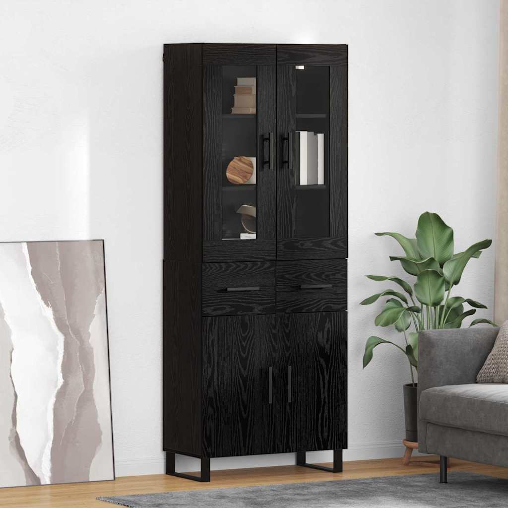 Magasfiú 2 pcs Fekete tölgy 69,5 x 34 x 180 cm Szerelt Fa
