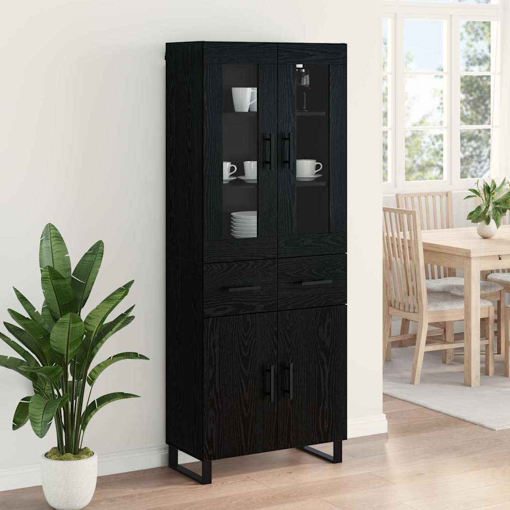 Magasfiú 2 pcs Fekete tölgy 69,5 x 34 x 180 cm Szerelt Fa