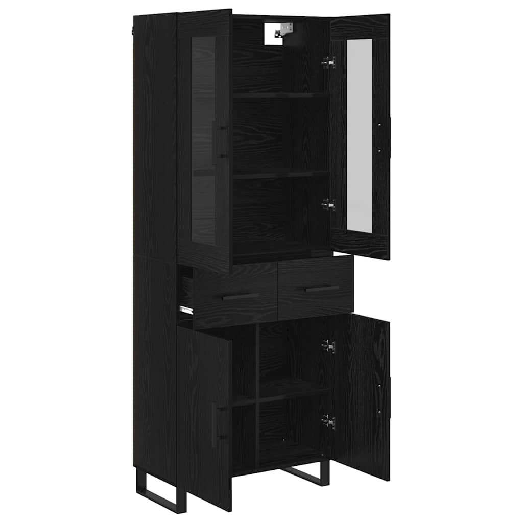 Magasfiú 2 pcs Fekete tölgy 69,5 x 34 x 180 cm Szerelt Fa