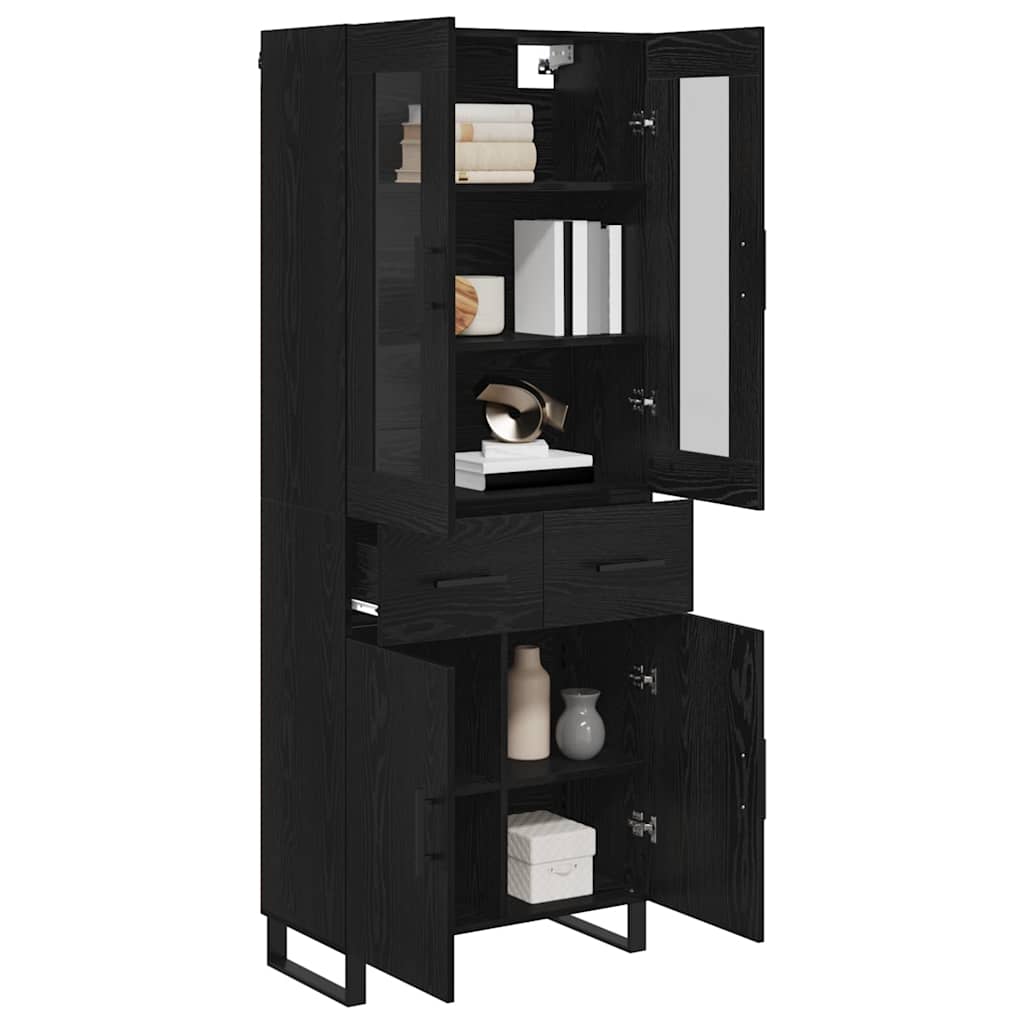 Magasfiú 2 pcs Fekete tölgy 69,5 x 34 x 180 cm Szerelt Fa