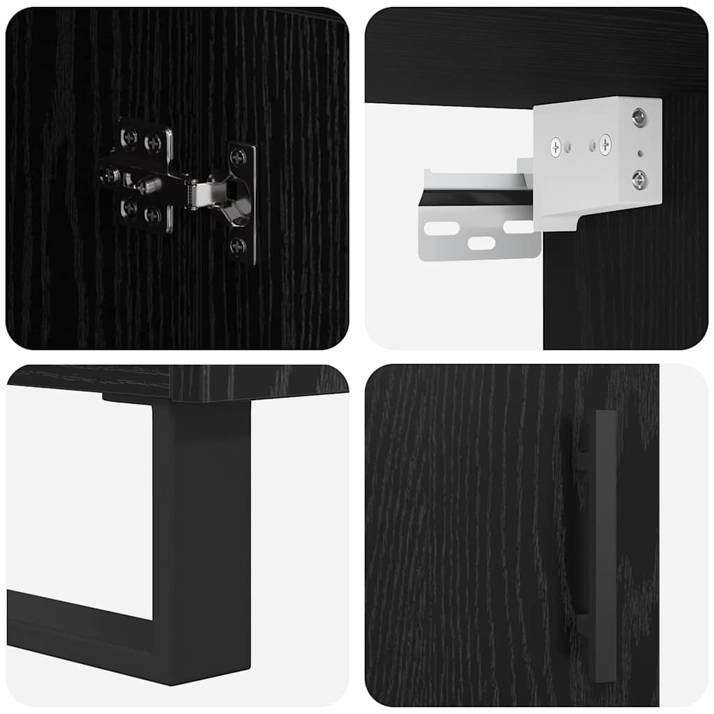 Magasfiú 2 pcs Fekete tölgy 69,5 x 34 x 180 cm Szerelt Fa