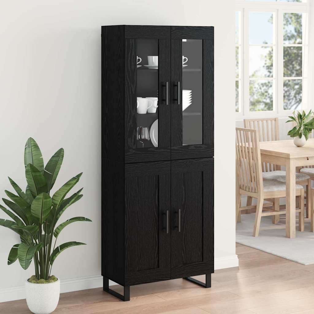 Magasfiú 2 pcs Fekete tölgy 69,5 x 34 x 180 cm Szerelt Fa
