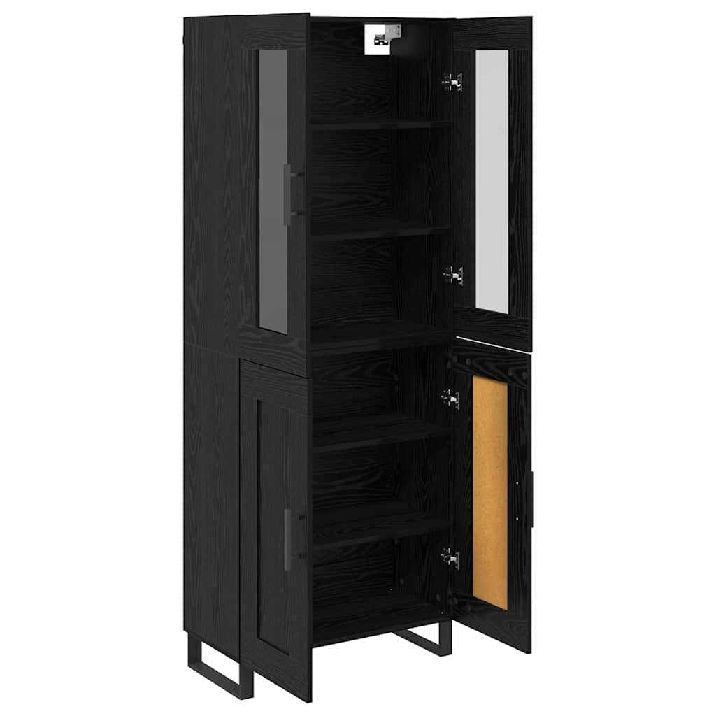 Magasfiú 2 pcs Fekete tölgy 69,5 x 34 x 180 cm Szerelt Fa