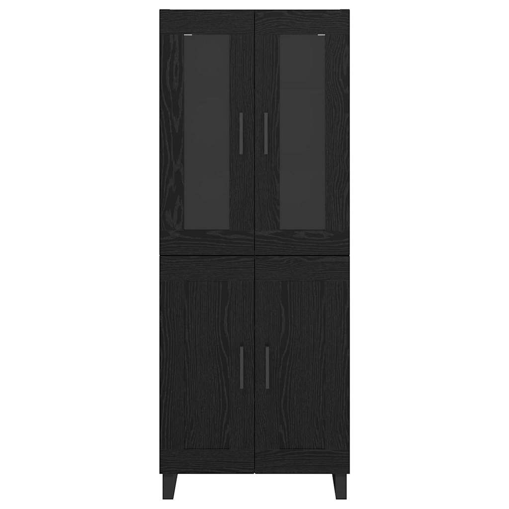 Magasfiú 2 pcs Fekete tölgy 69,5 x 34 x 180 cm Szerelt Fa