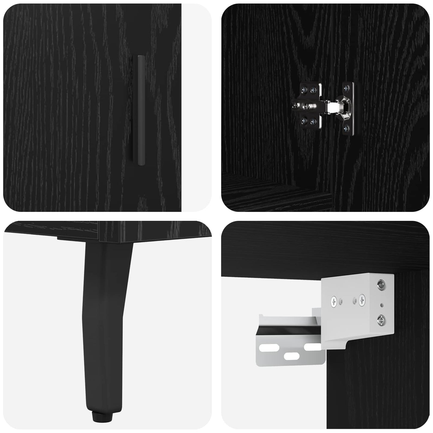 Magasfiú 2 pcs Musta tammi 69,5 x 34 x 180 cm Szerelt Fa