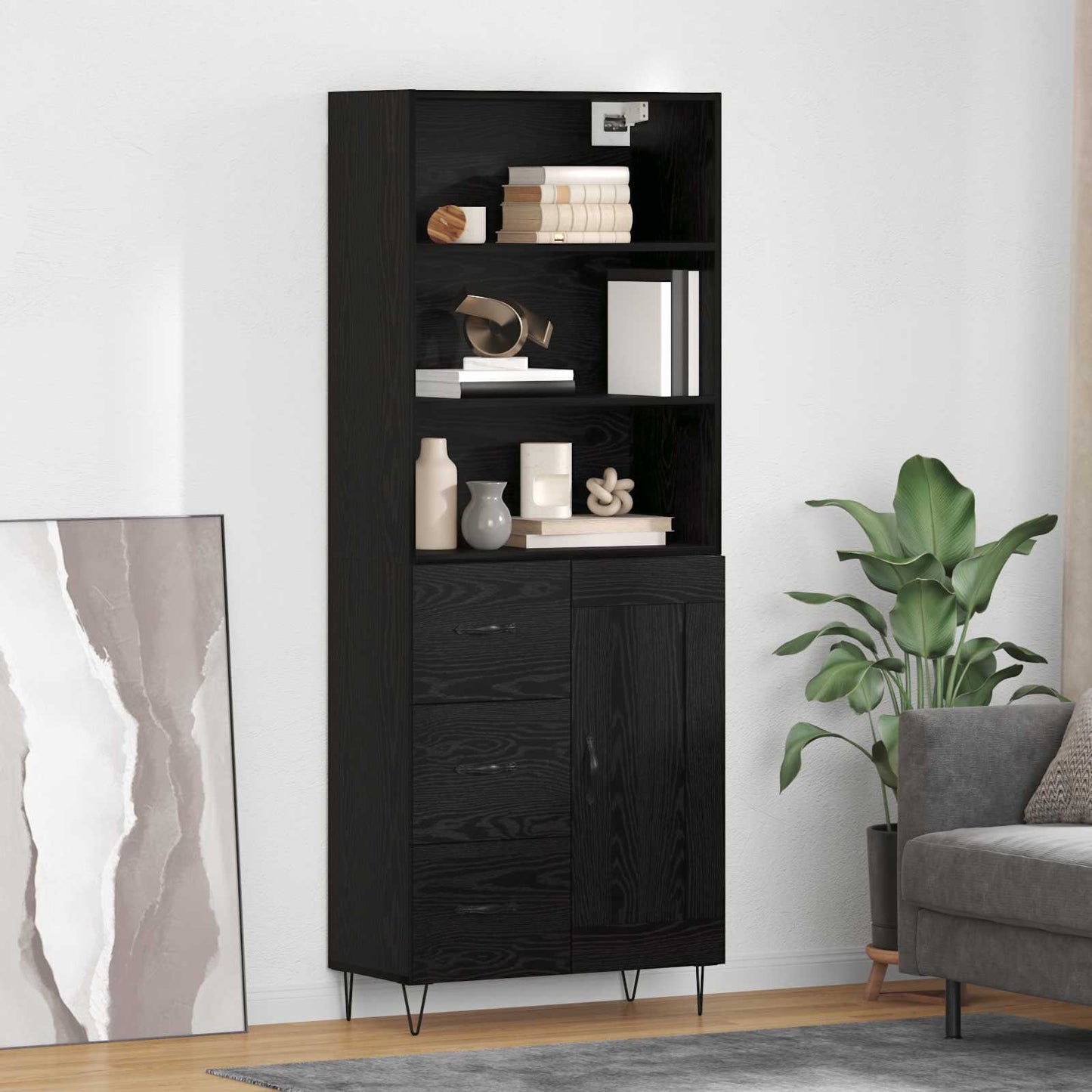 Magasfiú 2 pcs Fekete tölgy 69,5 x 34 x 180 cm