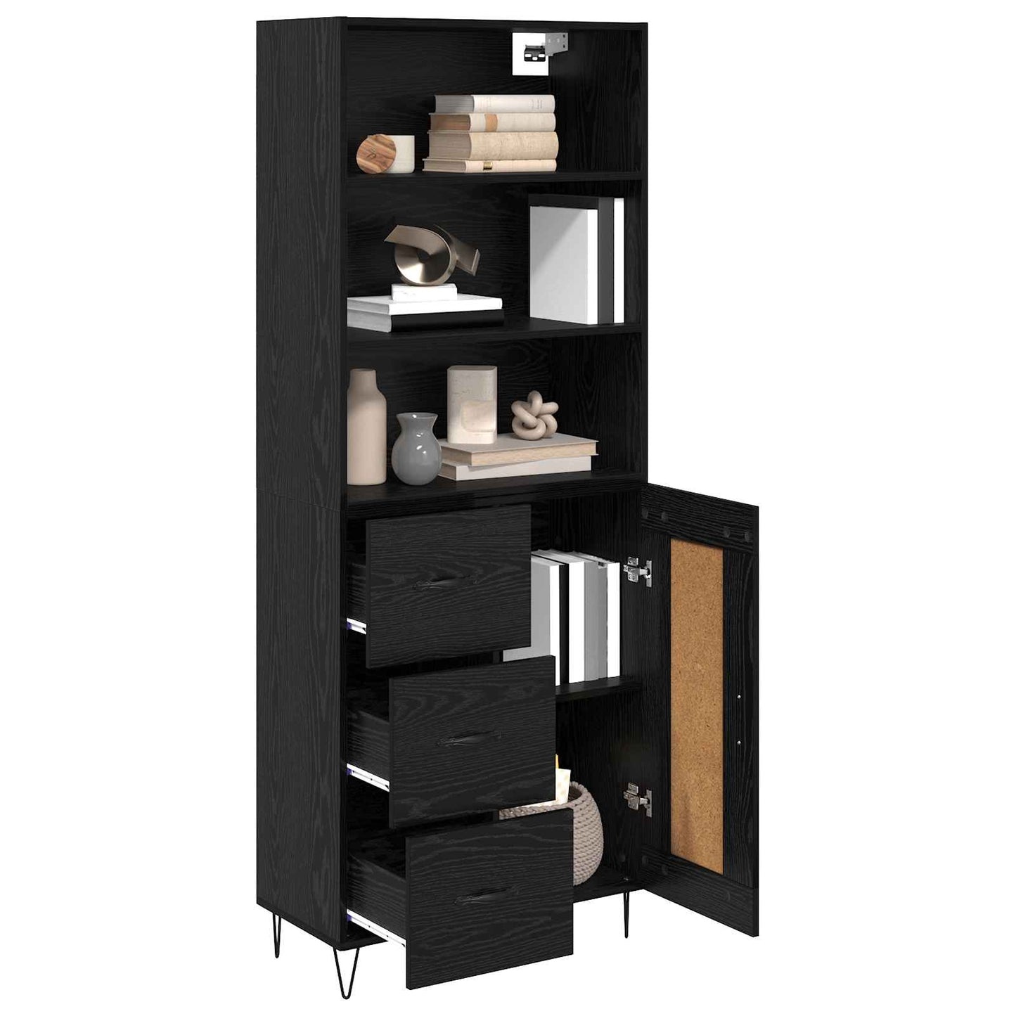 Magasfiú 2 pcs Fekete tölgy 69,5 x 34 x 180 cm